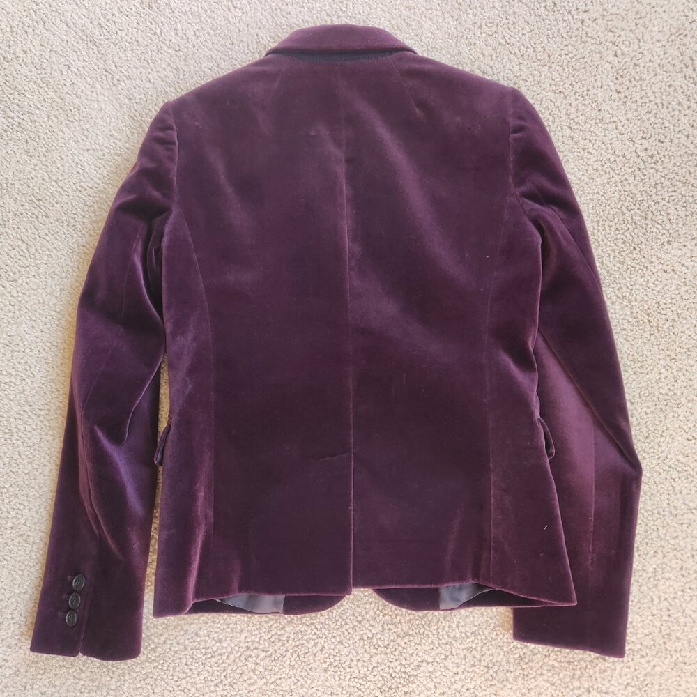 J. Crew Velvet Schoolboy Blazer Purple Plum Eggplant 0 - Picture 8 of 8